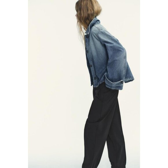 ZARA TRF HIGH NECK DENIM JACKET - Picture 4 of 8